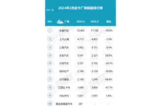 2024年2月皮卡銷量3.3萬輛  同比下降22.3%