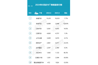 2024年6月皮卡銷量4.4萬輛 上半年增長持續